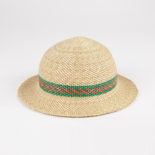 왕골 파나마 햇 모자 / 그린줄무늬